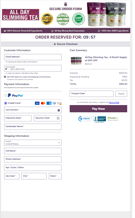 All Day Slimming Tea order page